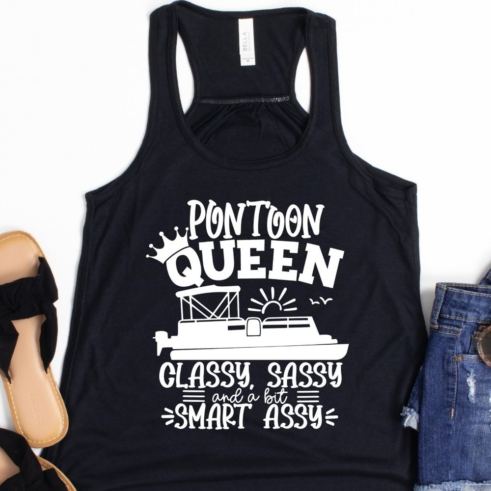 Pontoon Queen Bella Canvas Flowy Racerback Tank 2XL